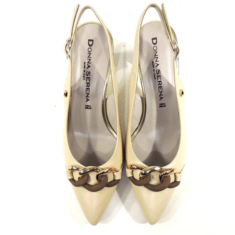 DONNA SERENA 🇮🇹 WOMEN'S BEIGE LEATHER SUMMER SANDALS - Picture 5 of 7